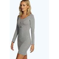 Camille Long Sleeve Mini Dress - grey marl