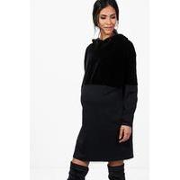 casey velvet colour block sweat dress black