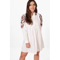 Caroline Embroidered Shoulder Dress - white