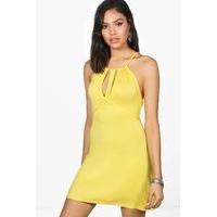 Caged Cut Out Swing Dress - yellow