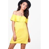 Caitlin Off The Shoulder Ruffle Shift Dress - yellow