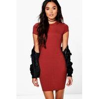 cap sleeved bodycon dress cinnamon