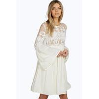 Carmen Lace Wide Sleeve Dress - cream