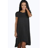 cap sleeve jersey swing dress black