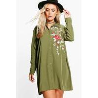 carey embroidered shirt dress khaki