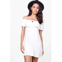 Caitlin Off The Shoulder Ruffle Shift Dress - ivory