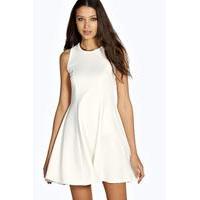 Candy Panel Scuba Skater Dress - cream