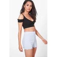 Carla Scalloped Hem Hot Pants - baby blue