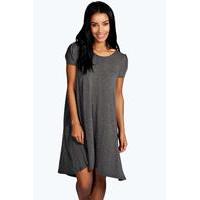 Cap Sleeve Jersey Swing Dress - charcoal