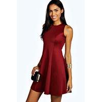 Candy Panel Scuba Skater Dress - wine