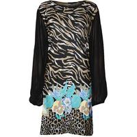 cadence animal print chiffon sleeve top black