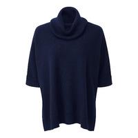 Cashmere Oversized Poncho (Navy / XXL)