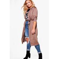 Caitlin Wrap Tie Waist Trench Coat - mocha