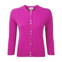 cashmere round neck cardigan vivid magenta 14