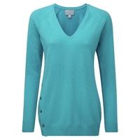 Cashmere Button Side Sweater (Vivid Turquoise / 14)