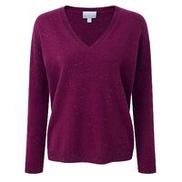 Cashmere Relaxed V Neck Sweater (Berry Fleck / 16)