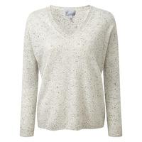 Cashmere Relaxed V Neck Sweater (Heather Grey Fleck / 10)