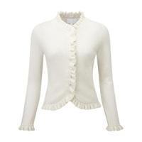 Cashmere Ruffle Edge Cardigan (Soft White / 22)