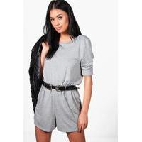 Casual 3/4 Sleeve Playsuit - grey