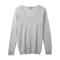 Cashmere Boyfriend V-Neck Sweater (Heather Grey / 12)