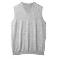 Cashmere Sleeveless v-neck sweater (Heather Grey / M)