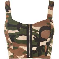 Camouflage Sleeveless Bralet - Green