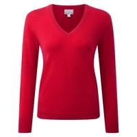 cashmere double v neck sweater pillarbox red 12r