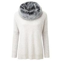 cashmere poncho with faux fur trim iced grey s