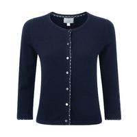 Cashmere Silk Trim Cardigan (Navy / 14)