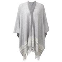 Cashmere Fringed Poncho (Heather Dove/Soft White / One Size)