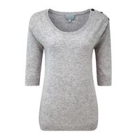 cashmere button shoulder sweater heather dove 10r