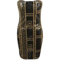 Carla Black And Gold Sequin Bandeau Dress - Gold