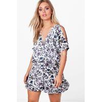 cassie flippy floral print playsuit cream