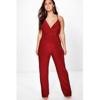 Caitlyn Strappy Wrap Front Jumpsuit - merlot