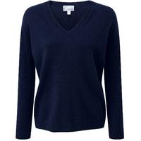 cashmere relaxed v neck sweater navy 08