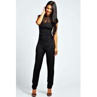 caged neck sleeveless jumpsuit black