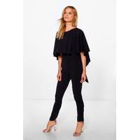 Cape Detail Jumpsuit - black