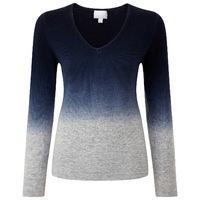 cashmere v neck sweater heather grey dip dye 08