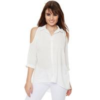 Caoimhe Off Shoulder Crepe Shirt - Cream