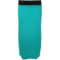 Casey Basic Jersey Contrast Gypsy Maxi Skirt - Turquoise