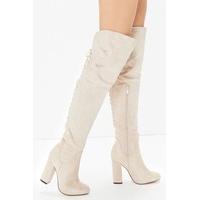 Callie Pink Suede Lace Up Thigh High Boots
