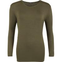 Carol Jersey Basic Long Sleeve Top - Khaki