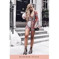 candice orange printed wrap front playsuit