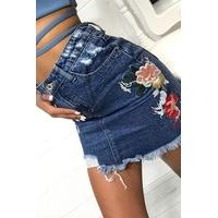 Cara Denim Embroidered Skirt