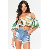 carmen white floral bardot top