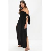 Casey Black Smocked Bardot Maxi Dress