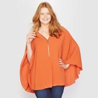 Cape Blouse with Zip-Up Neckline