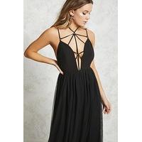 caged tulle maxi dress