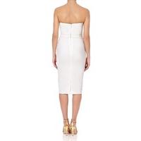 CAROLYN - Ivory strapless bodycon dress with sheer mesh CF panel