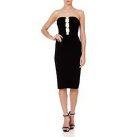 carolyn black strapless bodycon dress with sheer mesh cf panel